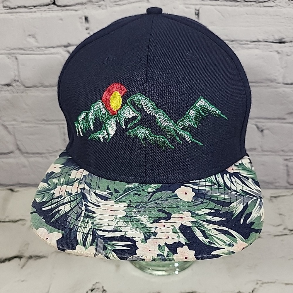 VTG Y2K Lids Hat Mens OS‎ Snapback Moutain Scaped Hawaiian Floral Snapback Cap